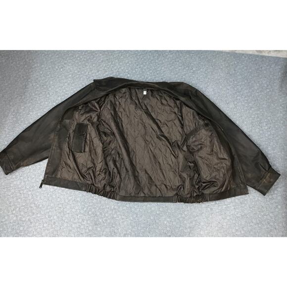 Austin Clothing Co Leather Jacket Mens XL Brown Zip Bomber Pig Nappa Quilted - Picture 2 of 16